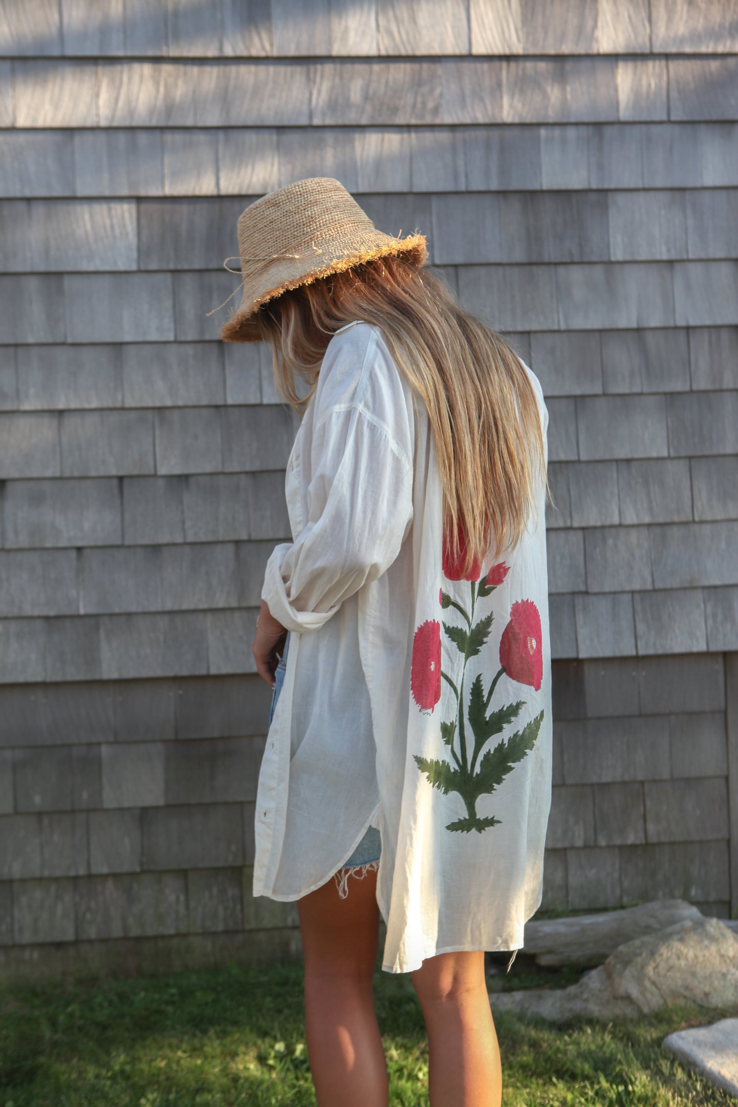 Clove Shirt Dress - Ecru/Red