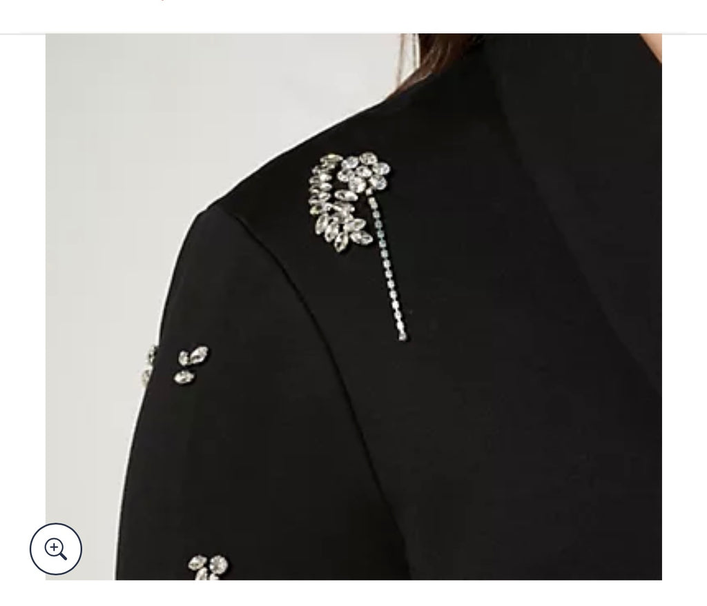 GRAVER Susan Graver Embellished Ponte Shawl Collar Blazer