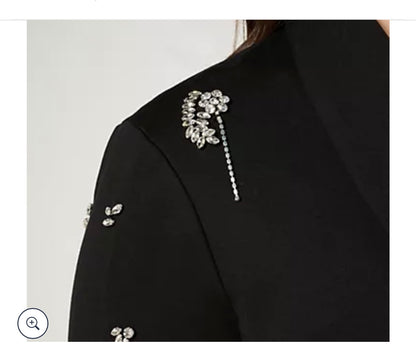 GRAVER Susan Graver Embellished Ponte Shawl Collar Blazer