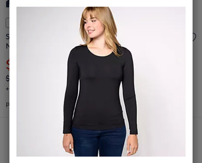 Susan Graver Smoothing Essentials Jersey Ballet Neck Top. Black/ X-Large
