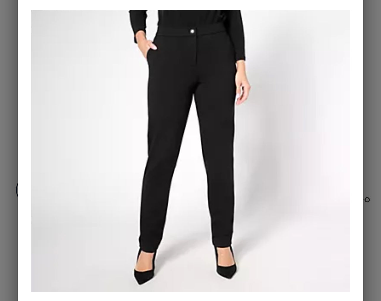 Tailored by Susan Graver Regular Sleek Ponte Straight Leg Trouser. Black/ Large