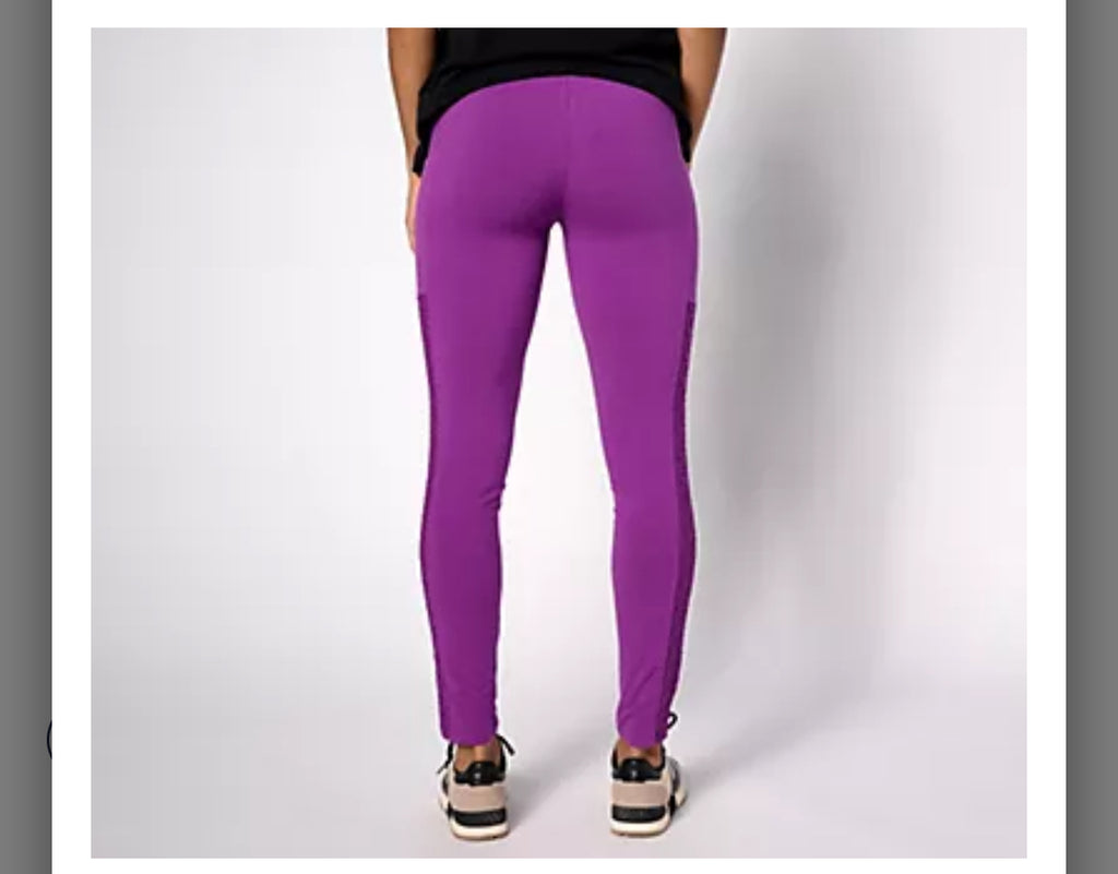 LOGO Layers by Lori Goldstein Regular Leggings w/ Lace Panel. XXL