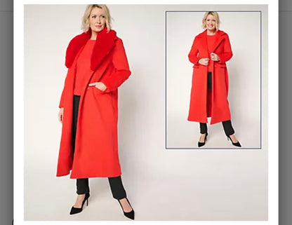 by Stacy London Faux Wool Coat with Addable Faux Fur Collar. Size Medium