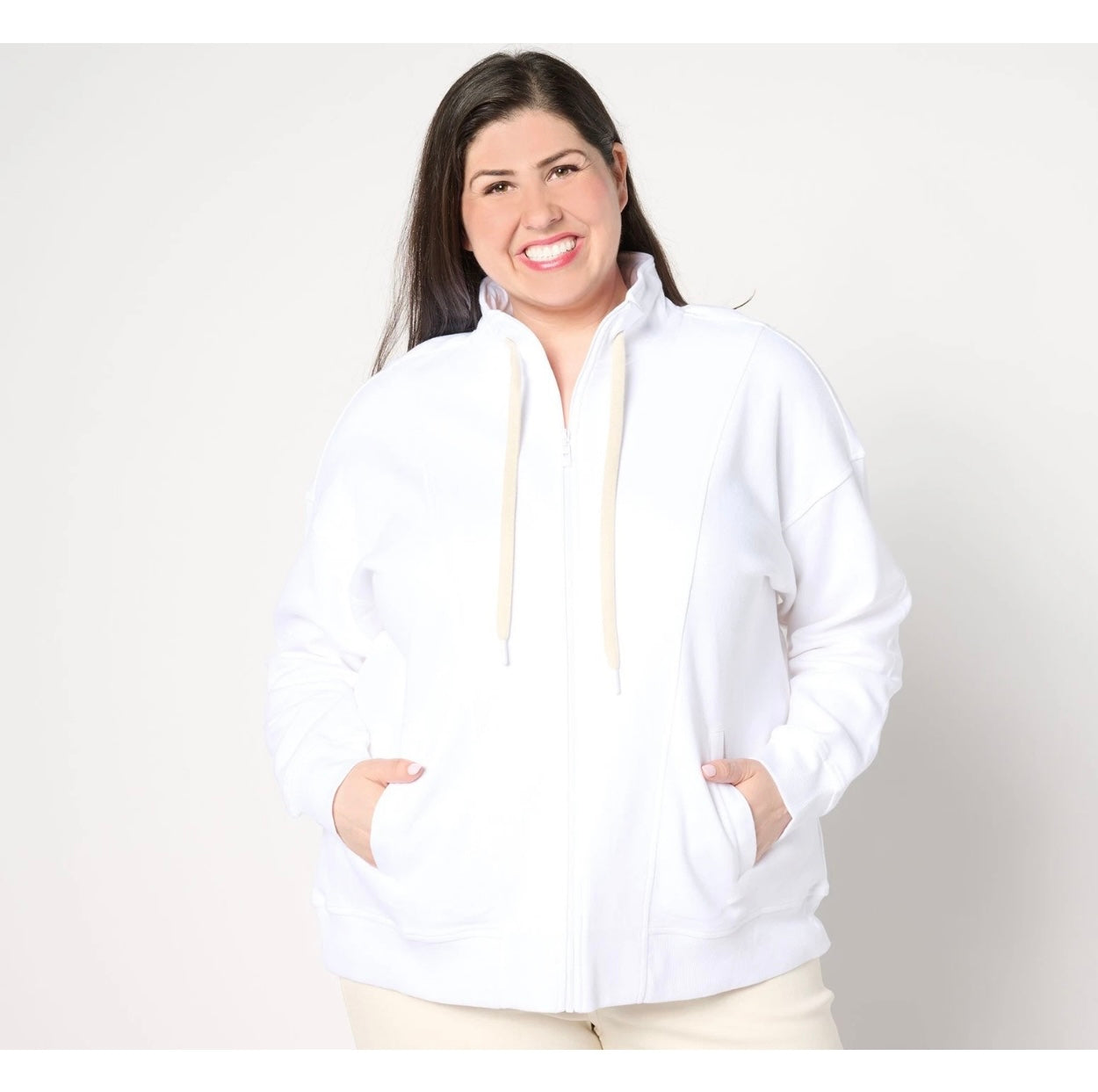 Belle by Kim Gravel Perfect Pique Zip Mock Neck Jacket