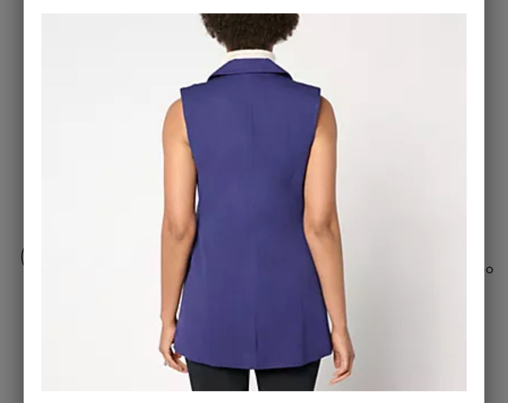 Isaac Mizrahi Live! Petite 24/7 Stretch Blazer Vest w/ Pockets. Black/Large