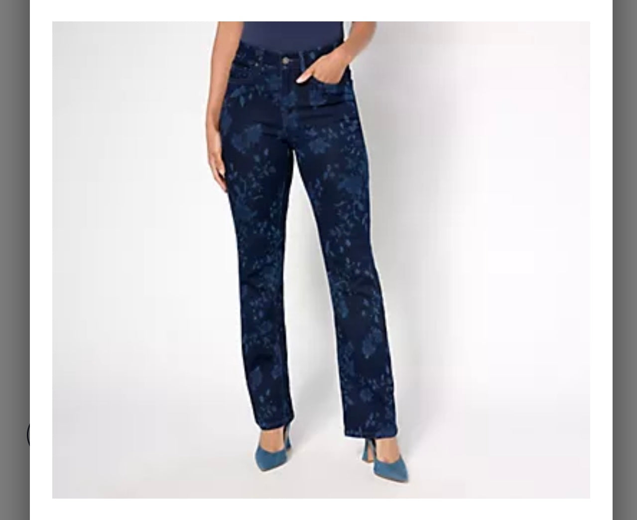 nicole by Nicole Miller Regular Classic Dream Denim Bootcut Jean. Leaf Print, Regular 8