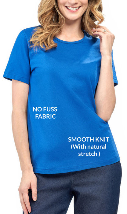 Women's Relaxed Fit Short-Sleeve Crew neck knit Tee Shirt