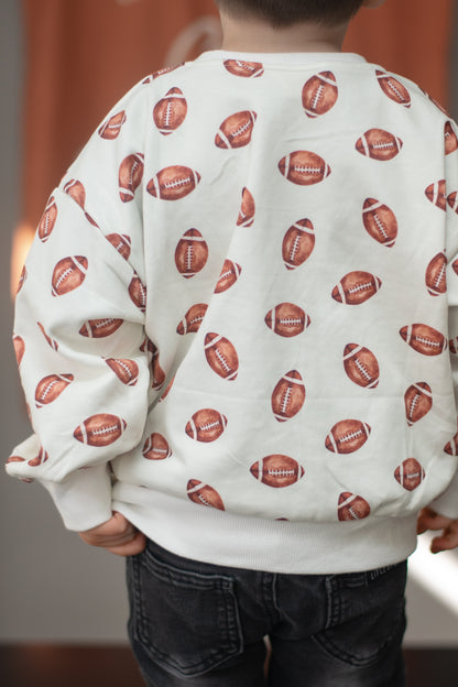 Football Print Crewneck Sweatshirt