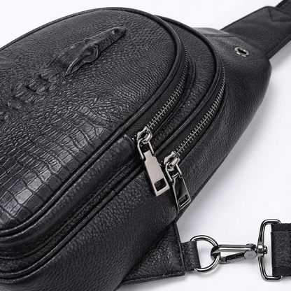 Men's Croc-Embossed Leather Sling Bag – Professional Utility Carry