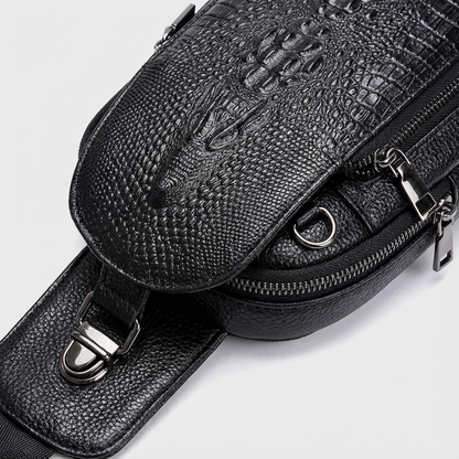 Men's Croc-Embossed Leather Sling Bag – Executive Commuter Carry