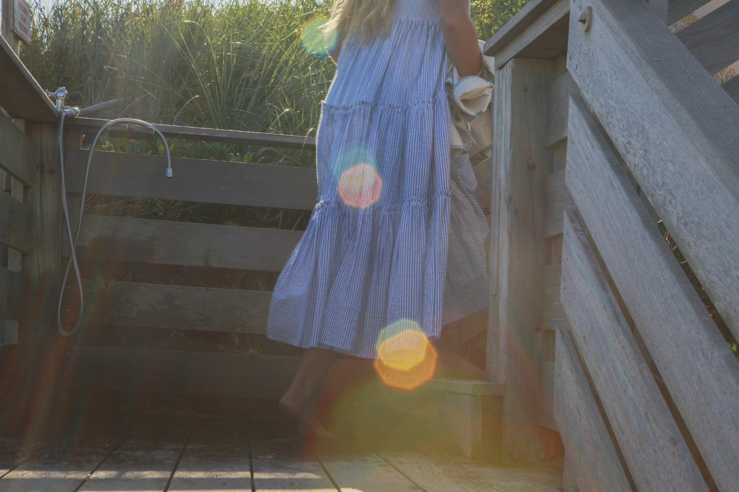 Donna Tiered Maxi Dress in Seersucker