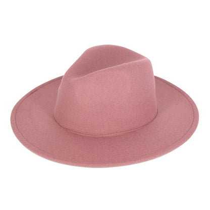 Solid Color Classic Wide Brim Fedora Hat