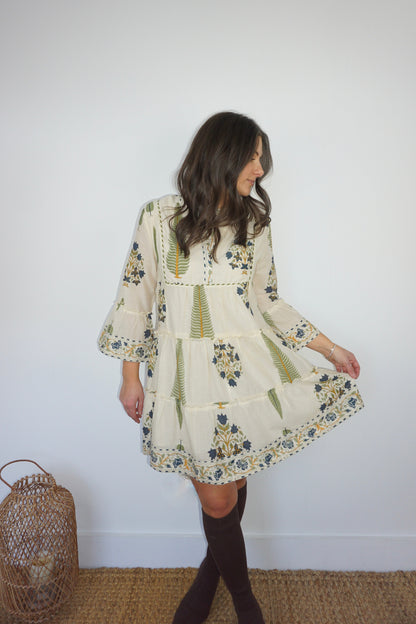 Dylan Mini Dress in Navy Victorian
