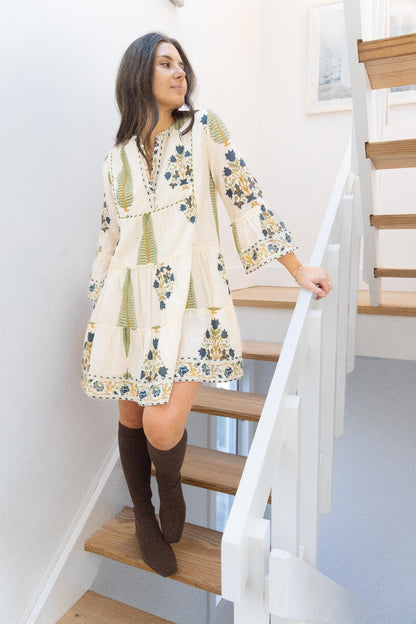 Dylan Mini Dress in Navy Victorian