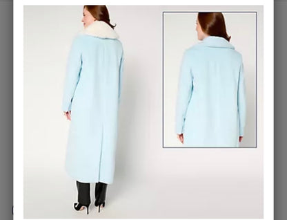 by Stacy London Faux Wool Coat with Addable Faux Fur Collar. Size Medium