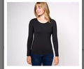 Susan Graver Smoothing Essentials Jersey Ballet Neck Top. Black/Large