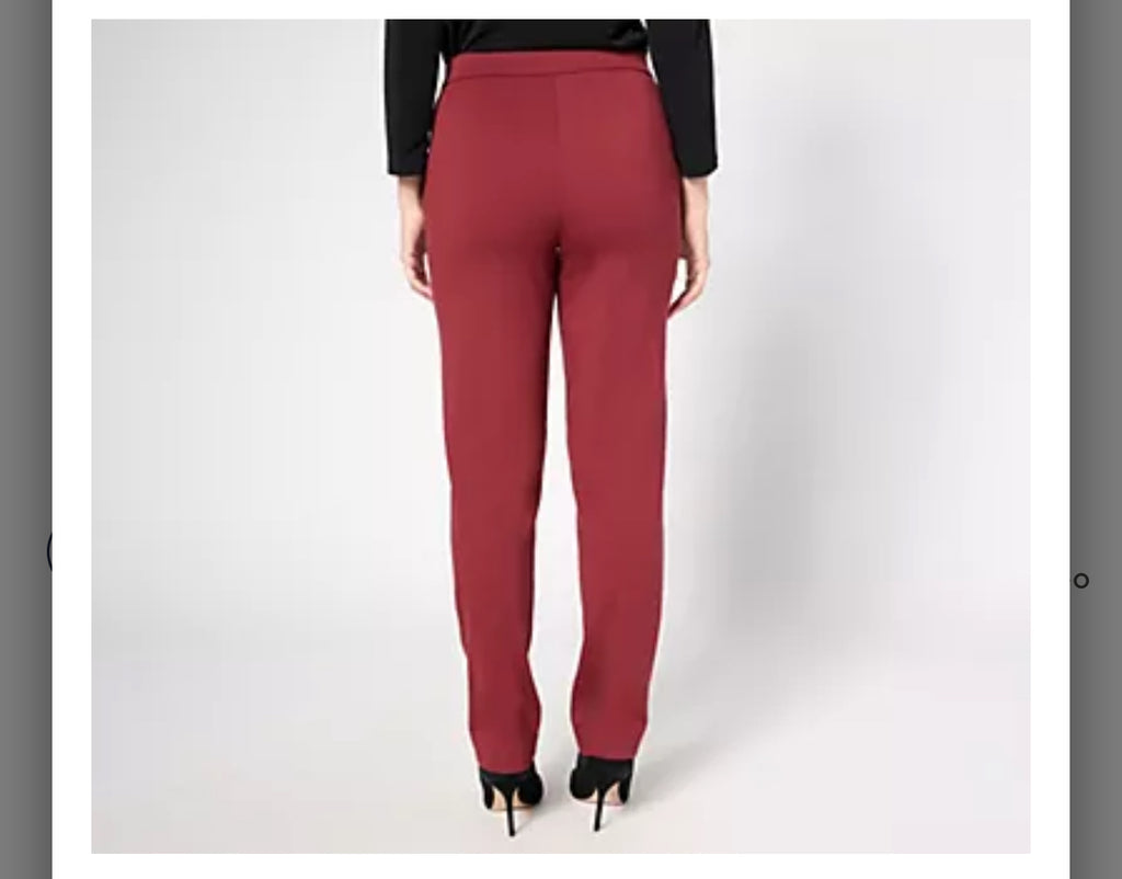 Tailored by Susan Graver Regular Sleek Ponte Straight Leg Trouser. Black/ Large