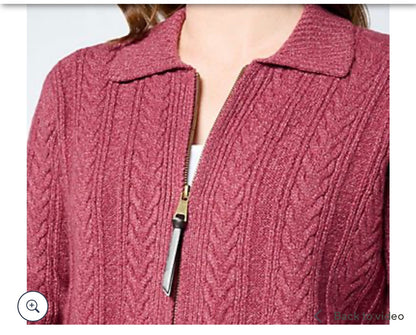 LOGO Life by Lori Goldstein Zip-Up Sweater