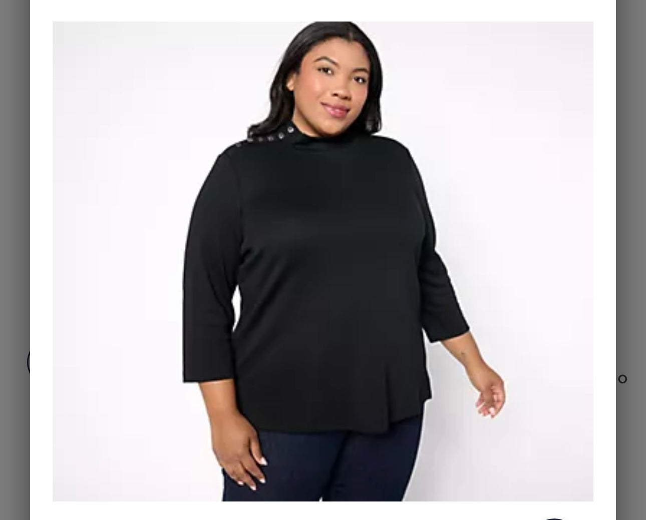 Isaac Mizrahi Live! Estate Mock Neck 3/4 Sleeve Cotton Top