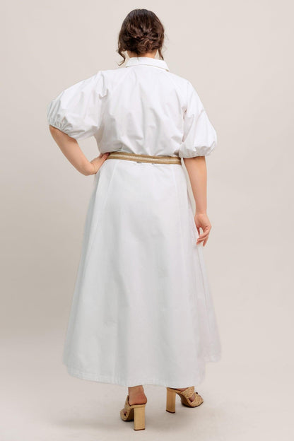 RELAXED TAILOR WOVEN MIDI DRESS