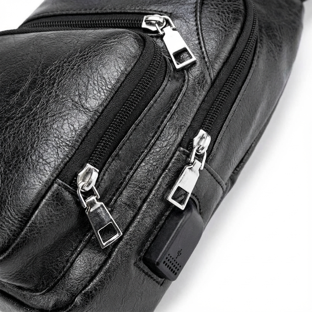 Men’s Leather Sling Bag – Secure Anti-Theft
