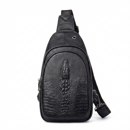 Men's Croc-Embossed Leather Sling Bag – Professional Utility Carry