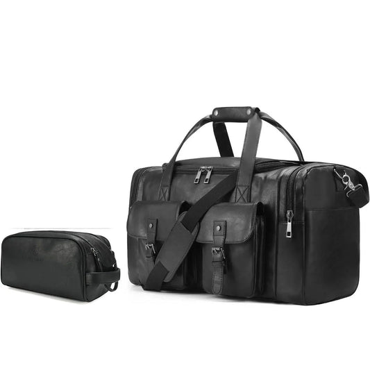 Men’s Vegan Leather Duffel Bag – With Toiletry Set