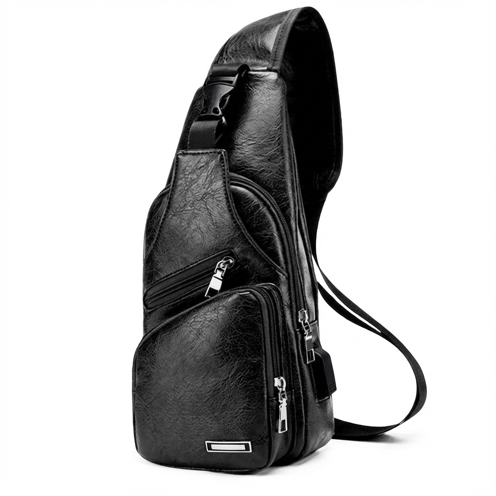 Men’s Leather Sling Bag – Secure Anti-Theft
