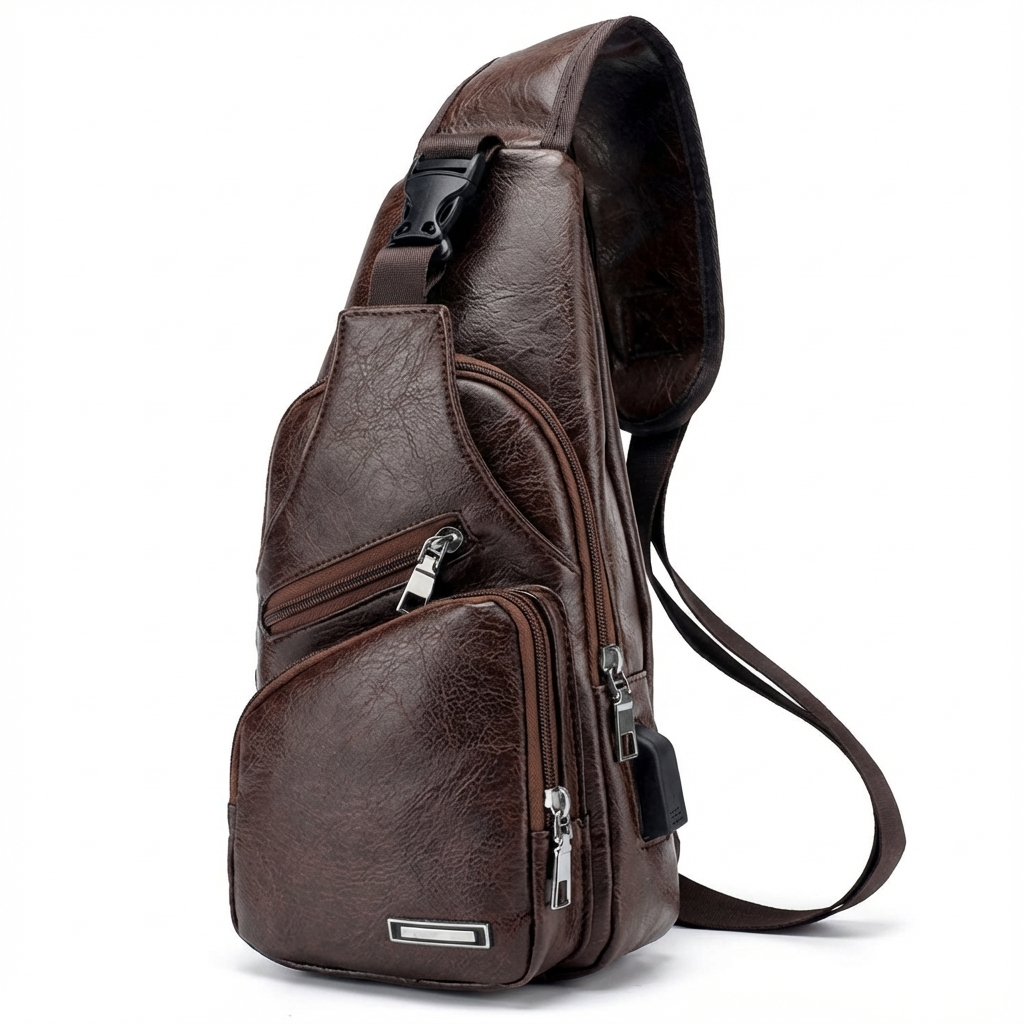 Men’s Leather Sling Bag – Secure Anti-Theft