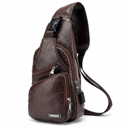 Men’s Leather Sling Bag – Secure Anti-Theft