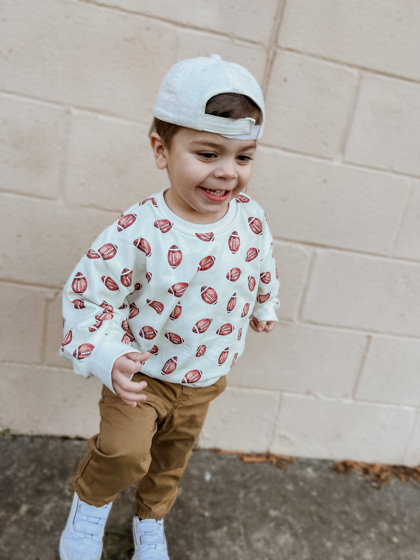 Football Print Crewneck Sweatshirt