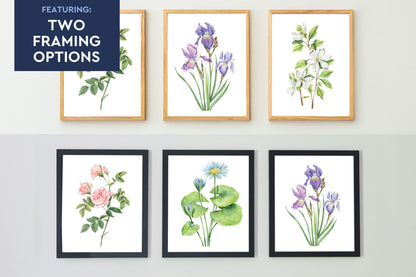 Watercolor Florals Art Print, Framed (12" x 16")