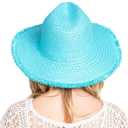 Frayed Solid Straw Sun Hat