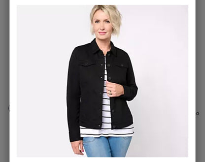 Belle by Kim Gravel Twill Jacket with Knit Back and Sleeves. Size Large