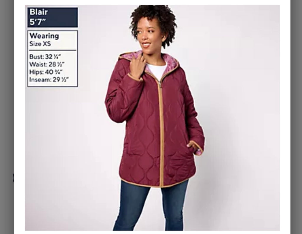 Susan Graver Reversible Quilted Woven & Plush Fleece Jacket. Size  XLarge