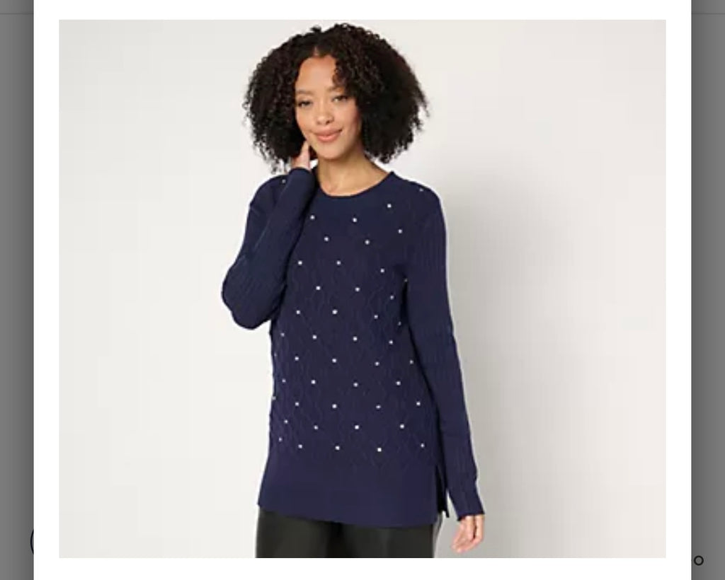 Susan Graver Occasions Regular Embellished Sweater Tunic. X-Small