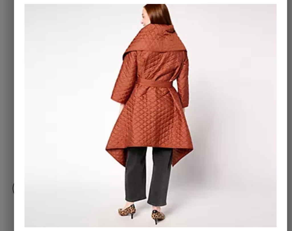 Carla Rockmore Collection Regular Asymmetric Quilted Coat. Size Small