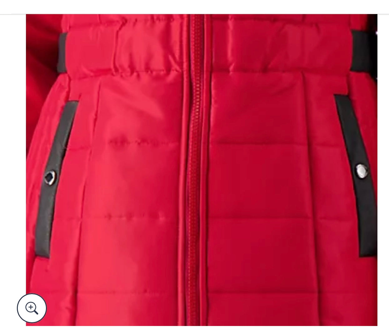 Susan Graver Water-Resistant Puffer Coat with Faux Leather Detail. Size Large