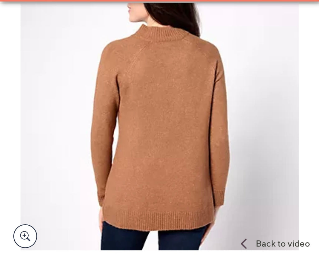 Denim & Co. Regular Tunic Sweater Pullover with Button Detail. Size medium