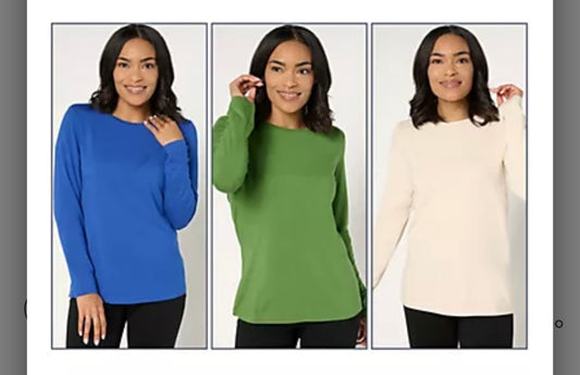 Denim & Co. Essentials So Soft Jersey 3-Pack Crew Neck Tops