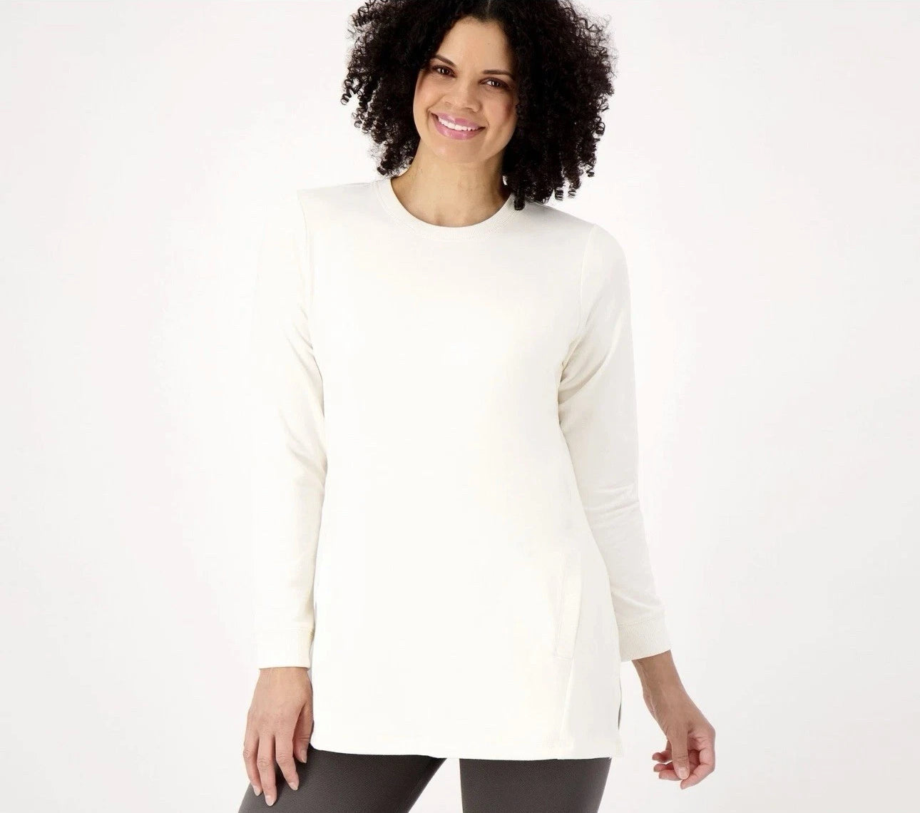 Denim & Co. Active Crew Neck Long Sleeve Tunic