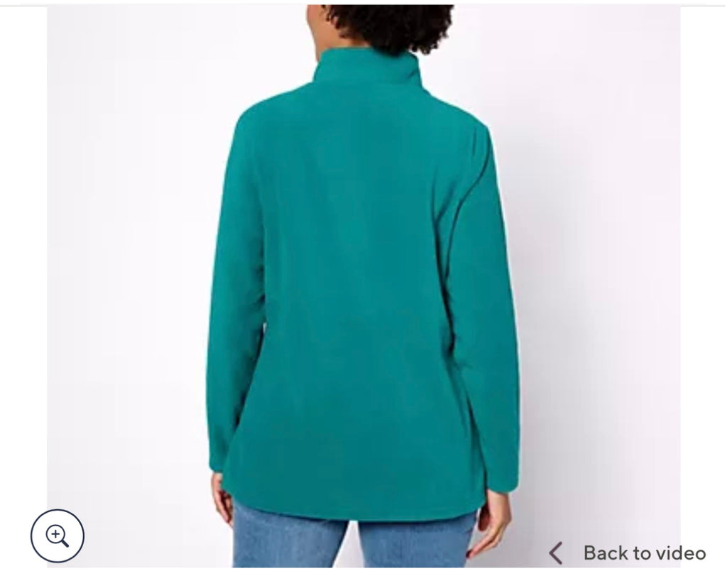 Quacker Factory Let It Snow Half Zip Fleece Top. Size Small