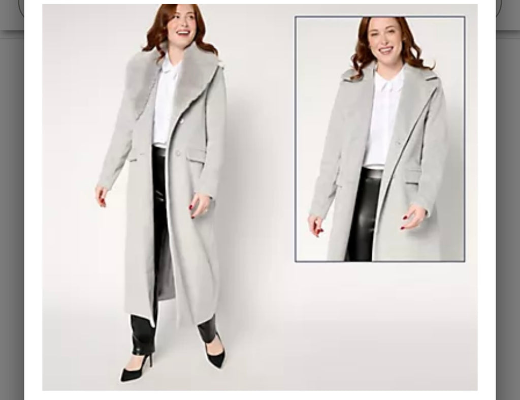 by Stacy London Faux Wool Coat with Addable Faux Fur Collar. Size Medium