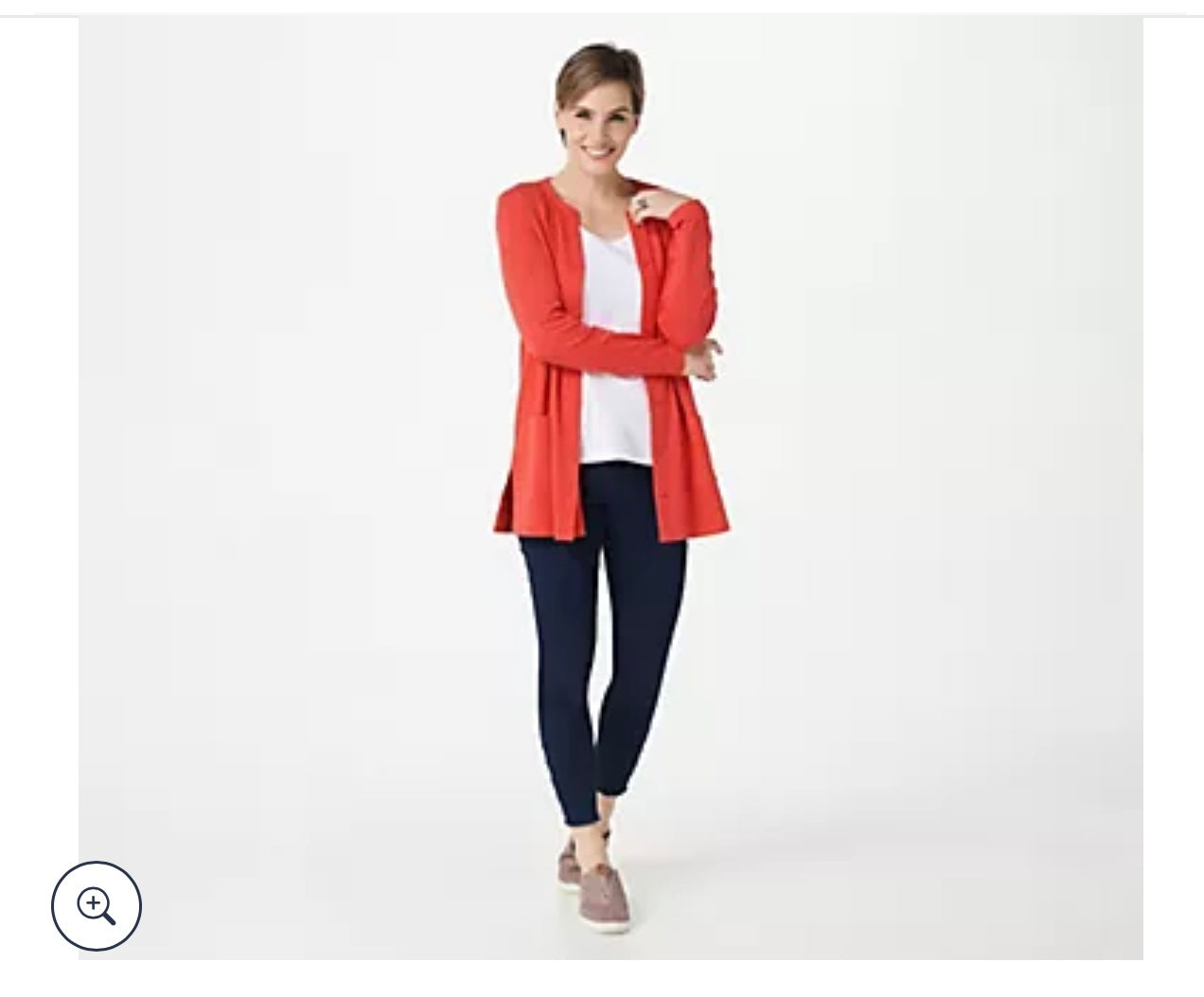 Isaac Mizrahi Live! Essentials Pima Cotton Button Front Cardigan. Size Medium