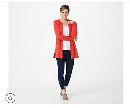Isaac Mizrahi Live! Essentials Pima Cotton Button Front Cardigan. Size Medium