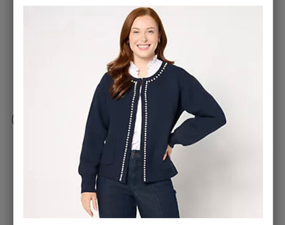 Studio Park x Amy Stran Pearl Embellished Cardigan. Size X-Small