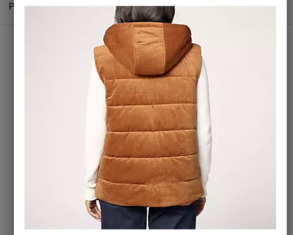 Susan Graver Weekend Lightly Quilted Knit Corduroy Hooded Vest