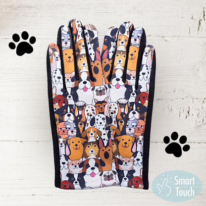 Dog Pattern Printed Smart Touch Gloves