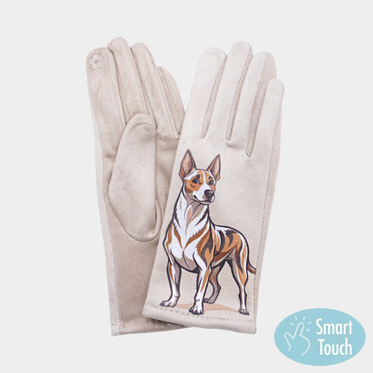 Illustrated Dog Printed Smart Touch Gloves