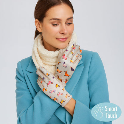 Dachshund Puppy Pattern Printed Smart Touch Gloves